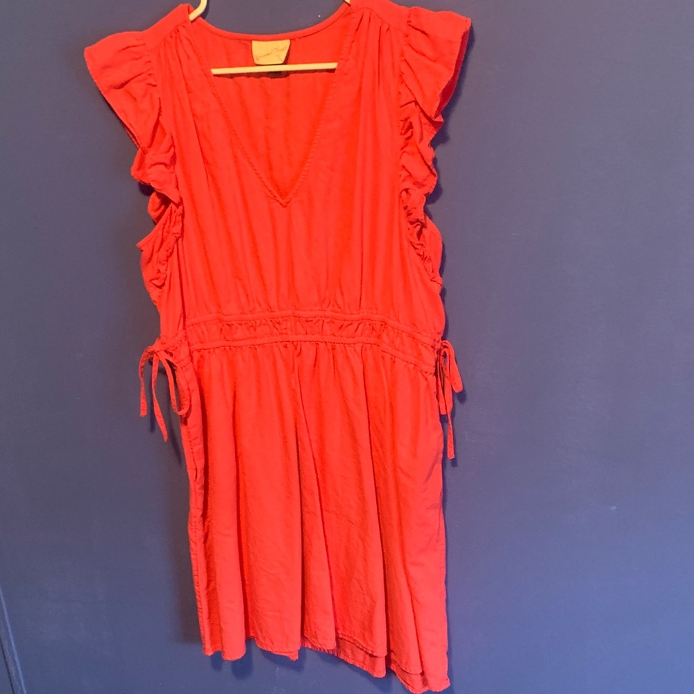 Bright pink Ruffle Sleeve V-Neck Dress
